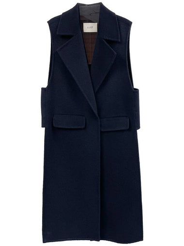 Handmade side slit wool vest_NAVY - ARIFF - BALAAN 1