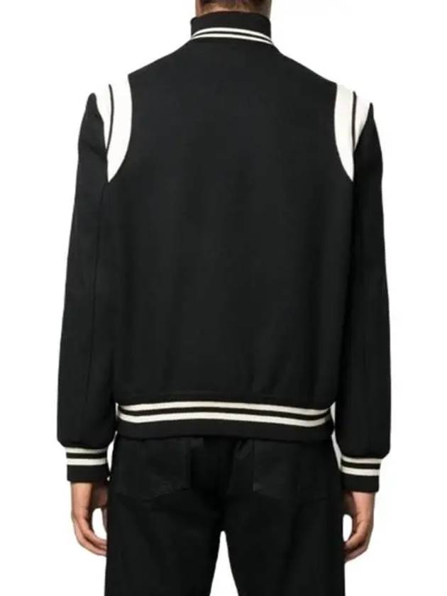 Teddy Bomber Jacket in Wool Black White - SAINT LAURENT - BALAAN 6