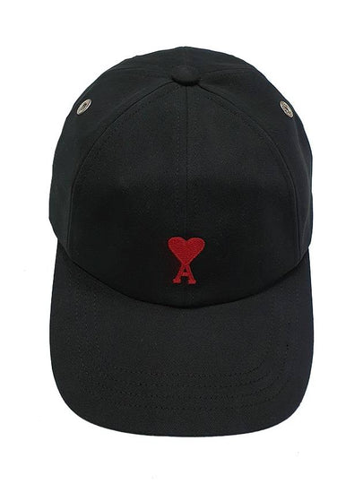 Embroidered Heart Logo Ball Cap Black - AMI - BALAAN 2