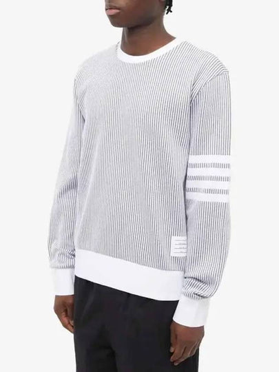 Seersucker Loopback 4 Bar Crew Neck Sweatshirt Light Grey - THOM BROWNE - BALAAN 2