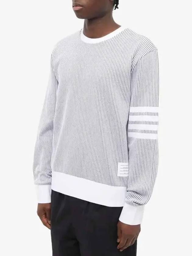 Seersucker Loopback 4 Bar Crew Neck Sweatshirt Light Grey - THOM BROWNE - BALAAN 4