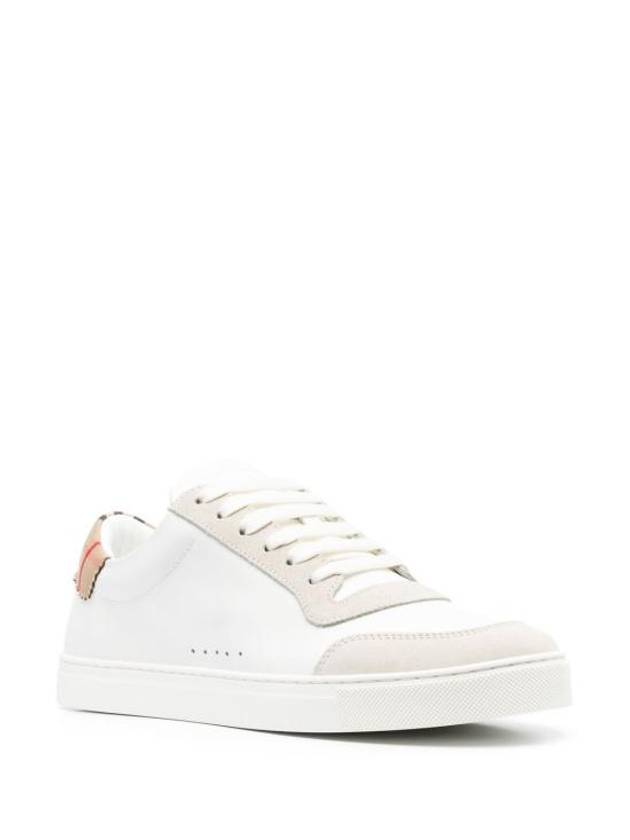 Leather Suede Check Cotton Low Top Sneakers White - BURBERRY - BALAAN 3