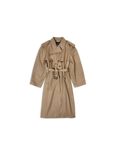 WoMen's Oversized Shoulder Tab Trench Coat Beige - BALENCIAGA - BALAAN 1