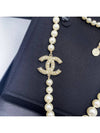 Necklace Metal Glass Pearls Resin & Gold Pearly White Crystal - CHANEL - BALAAN 5