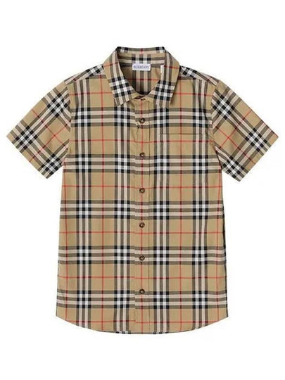 Kids Vintage Check Short Sleeve Shirt Beige - BURBERRY - BALAAN 2