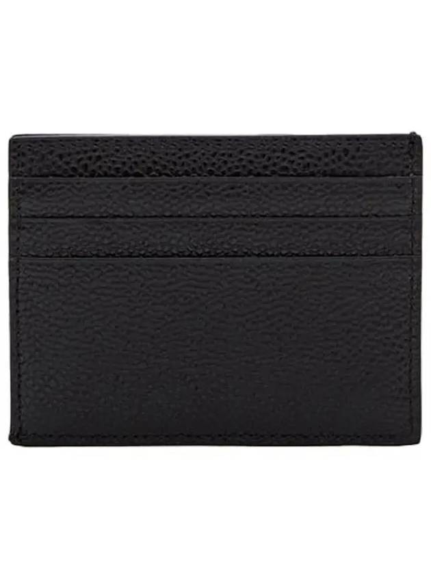 Pebble Grain Leather Stripe Note Compartment Card Wallet Black - THOM BROWNE - BALAAN 3