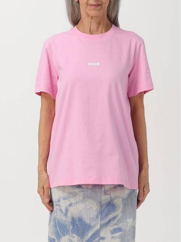 Micro Logo Short Sleeve T-Shirt Pink - MSGM - BALAAN 2