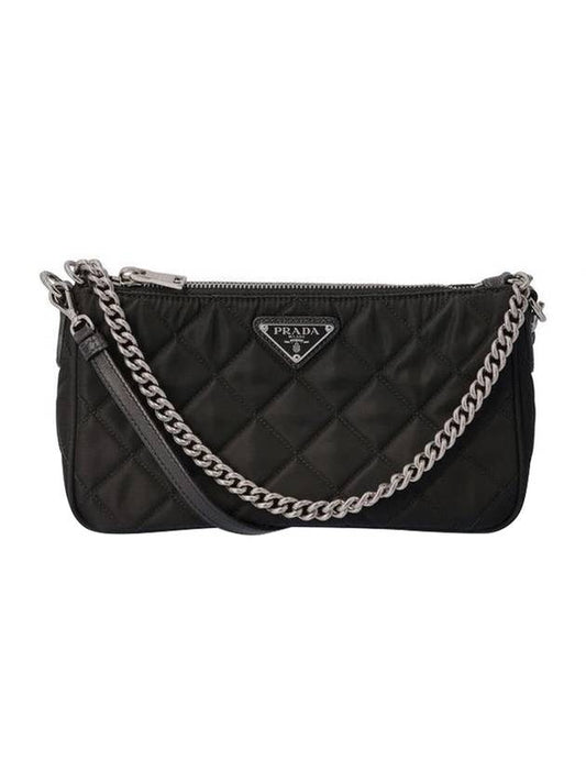 Nylon Quilted Chain Shoulder Bag Black - PRADA - BALAAN 1