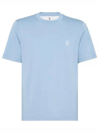 Logo Short Sleeve T-shirt Blue - BRUNELLO CUCINELLI - BALAAN 2