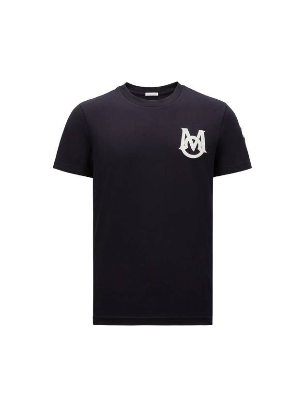 Monogram Logo Short Sleeve T-Shirt Navy - MONCLER - BALAAN 1