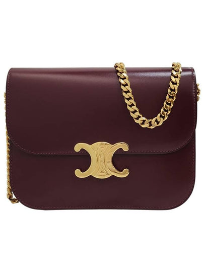 College Triomphe Shiny Calfskin Cross Bag Dark Burgundy - CELINE - BALAAN 2