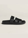 Hermes Chypre H Logo Calfskin Sandals Black - HERMES - BALAAN 3