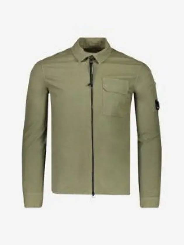 Lens Wappen Gabardine Shirt Zip-up Jacket Green - CP COMPANY - BALAAN 2