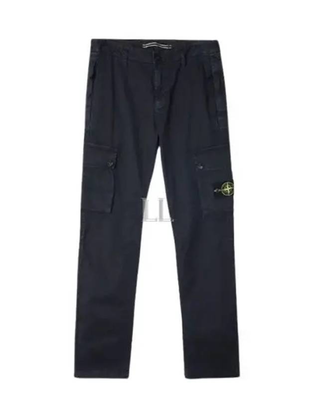 Garment Dyed Old Effect Stretch Broken Twill Cotton Cargo Pants Navy - STONE ISLAND - BALAAN 2