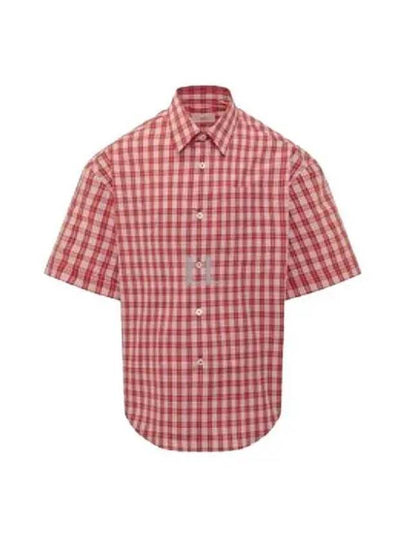 Gingham Check Short Sleeve Shirt Red - AMI - BALAAN 2