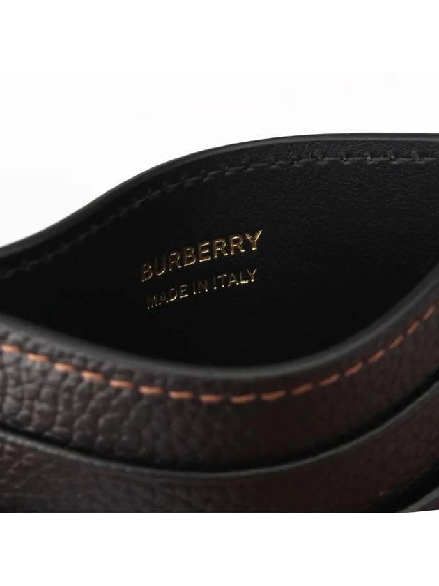 Grainy TB Logo Calfskin Card Wallet Black - BURBERRY - BALAAN 4