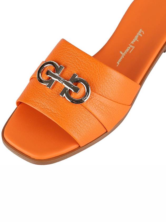 Gancini Leather Slippers Orange - SALVATORE FERRAGAMO - BALAAN 8