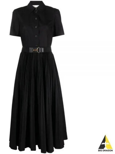 Poplin Pleated Shirt Long Dress Black - TORY BURCH - BALAAN 2