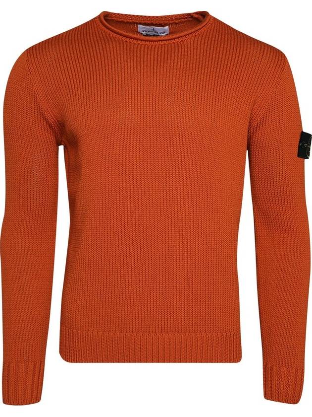 Cotton Badge Crew Neck Knit Top Orange - STONE ISLAND - BALAAN 4