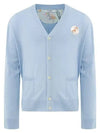 Oly Flower Fox Patch Classic Cardigan Light Blue - MAISON KITSUNE - BALAAN 2