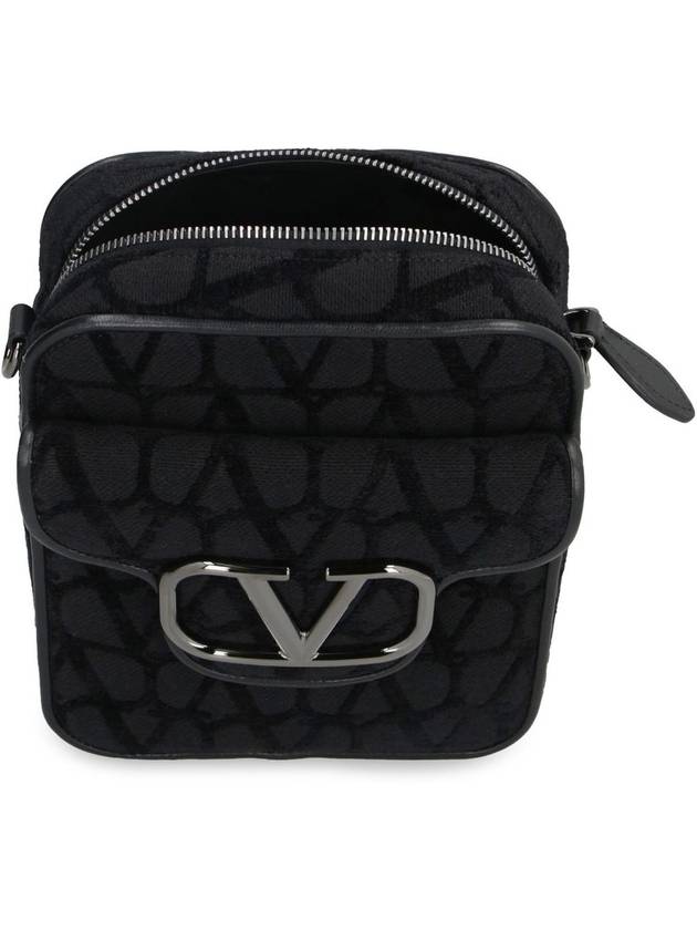 V Logo Toile Iconographe Shoulder Bag Black - VALENTINO - BALAAN 7