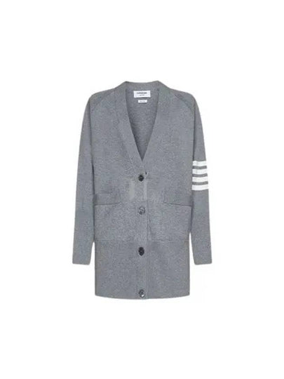 Stitched Cotton 4 Bar Cardigan Grey - THOM BROWNE - BALAAN 2