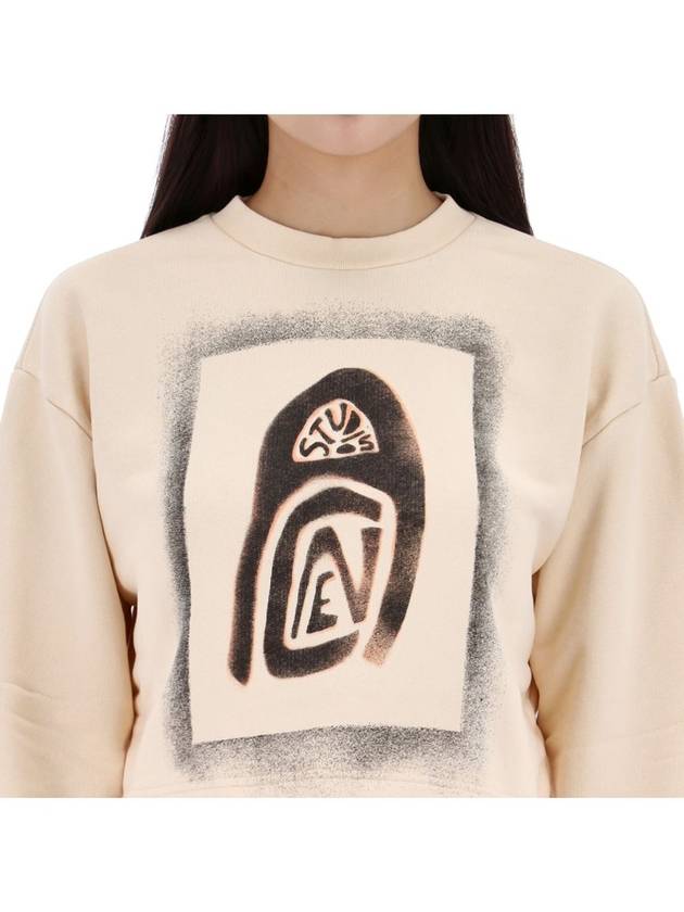 Logo Print Crop Oversized Fit Sweatshirt Beige - ACNE STUDIOS - BALAAN 4