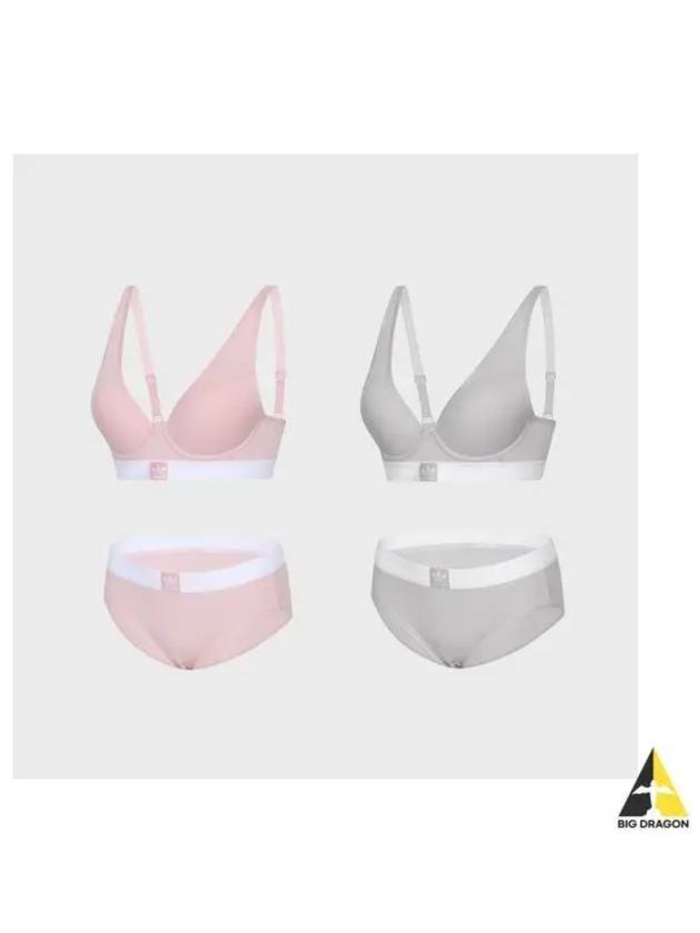 adidas UNDERWEAR No wire Trefoil Vivid Bra Panties 2 Set L PK M GY - ADIDAS - BALAAN 1