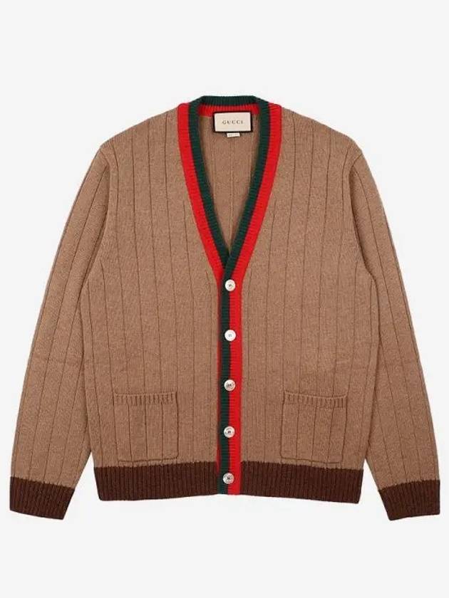 Web Rib Knit Cardigan Camel - GUCCI - BALAAN 2