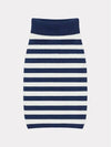 Women's Striped Midi Cotton Pencil Skirt Midnight Blue - KENZO - BALAAN 4