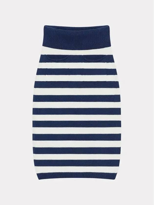 Women's Striped Midi Cotton Pencil Skirt Midnight Blue - KENZO - BALAAN 2