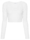 Ifrem Wool Cashmere Crop Knit Top White - MAX MARA - BALAAN 2