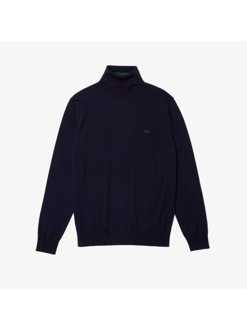 Logo Patch Merino Wool Turtleneck Navy - LACOSTE - BALAAN 1