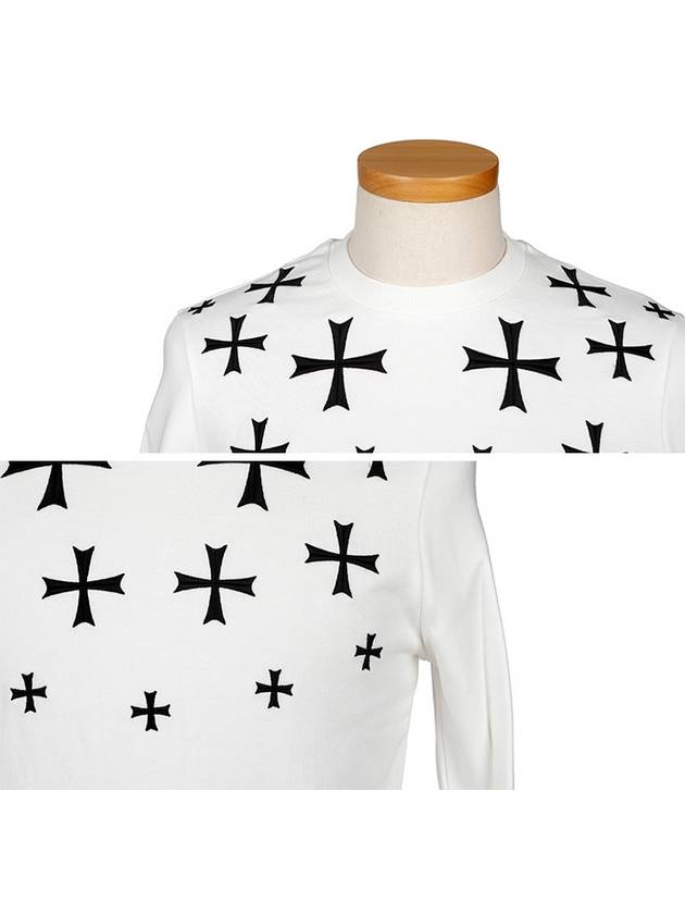 Men's Multi Cross Print Sweatshirt White - NEIL BARRETT - BALAAN 5