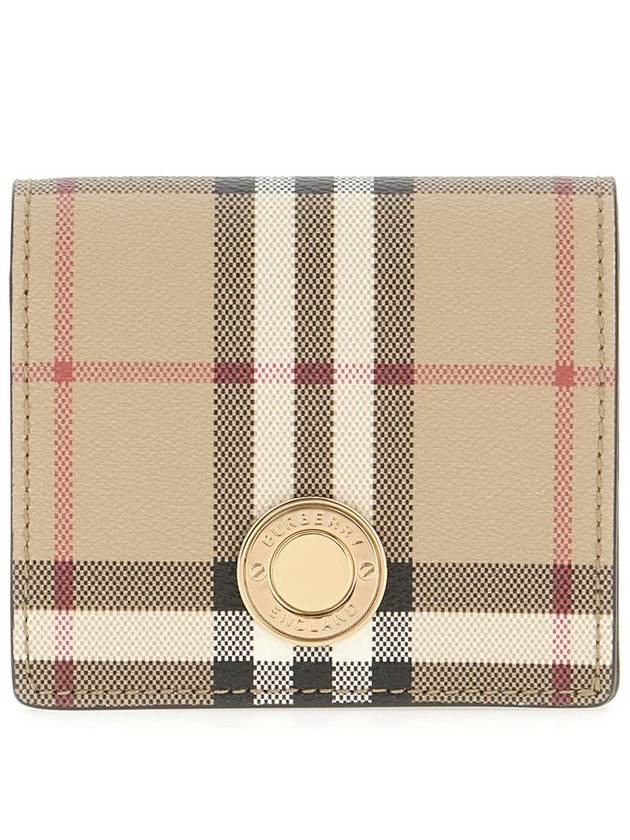 Engraved Logo Check Half Wallet Archive Beige - BURBERRY - BALAAN 2