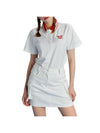 Heart Attack Point Short Sleeve Polo Shirt White - GOXO - BALAAN 1