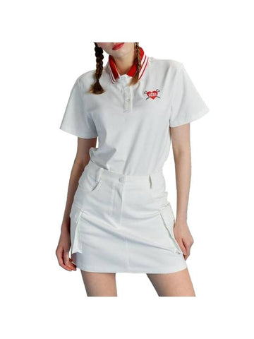 Heart Attack Point Short Sleeve Polo Shirt White - GOXO - BALAAN 1