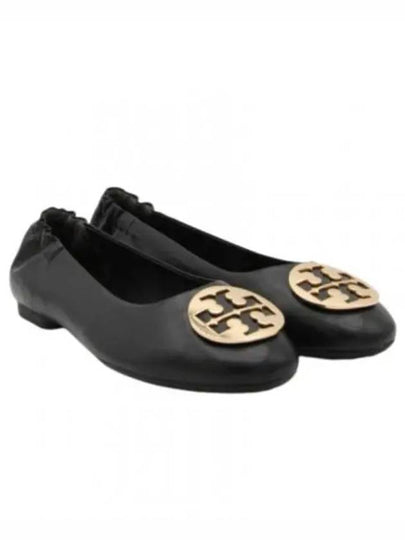 Logo Leather Ballerina Flat Black - TORY BURCH - BALAAN 2