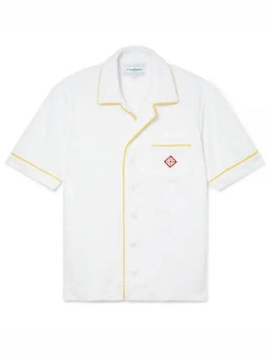 Jacquard Logo Terry Short Sleeve Shirt White - CASABLANCA - BALAAN 1