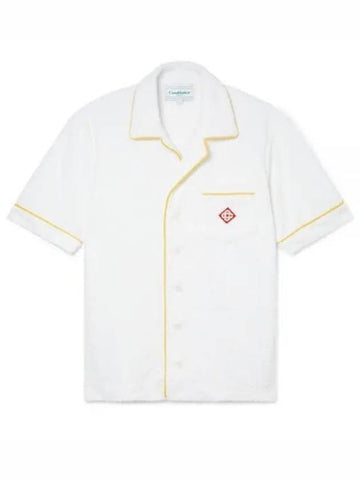 Jacquard Logo Terry Short Sleeve Shirt White - CASABLANCA - BALAAN 1