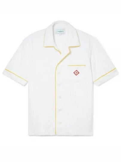 Jacquard Logo Terry Short Sleeve Shirt White - CASABLANCA - BALAAN 2