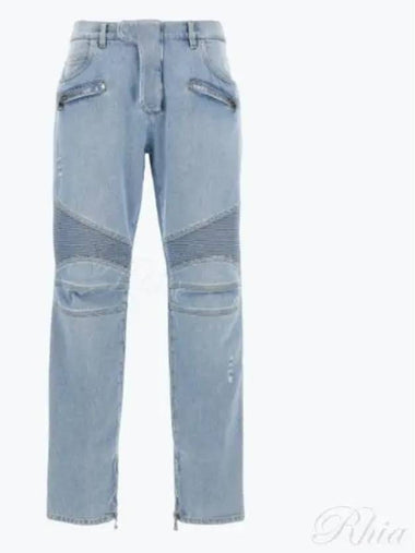 Light Blue Denim Biker Jeans DH1MG009DE59 6FC - BALMAIN - BALAAN 1