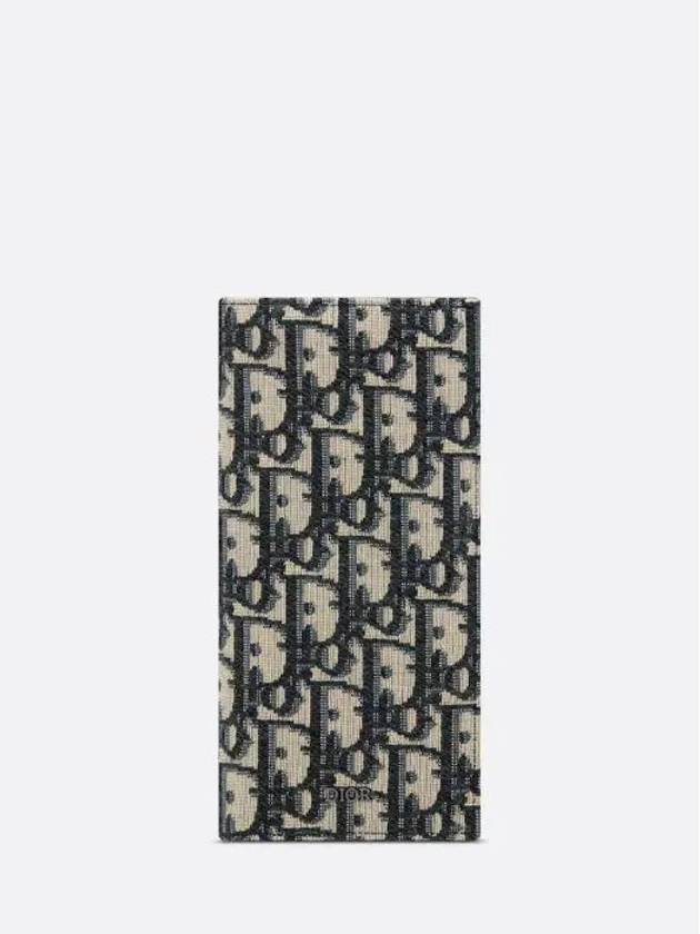 Oblique Jacquard Vertical Long Wallet Beige Black - DIOR - BALAAN 3