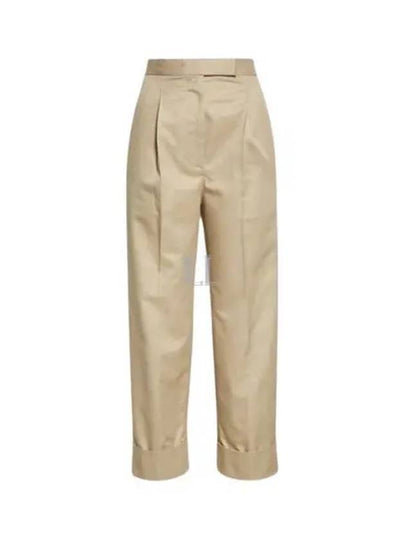 High Waist RWB Trimming Cotton Twill Straight Pants Light Beige - THOM BROWNE - BALAAN 2