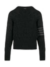 Aran Cable Crew Neck Knit Top Grey - THOM BROWNE - BALAAN 2