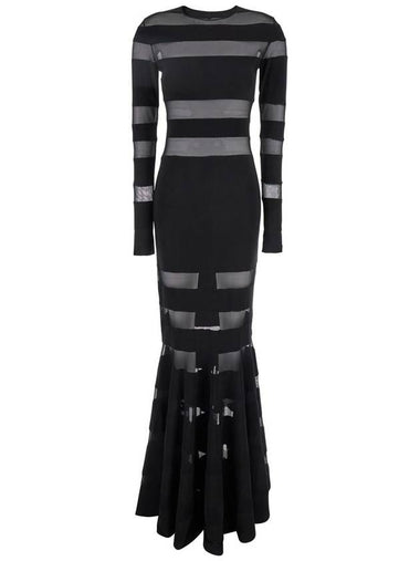 Black Crewneck Dress With Fishtail Design In Tech Fabric Stretch Woman - NORMA KAMALI - BALAAN 1