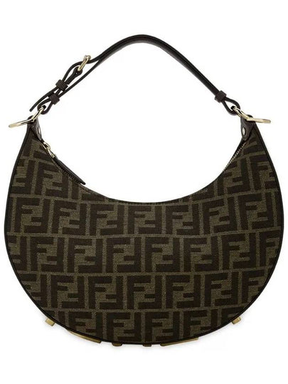 Fendigraphy FF Logo Small Fabric Hobo Shoulder Bag Brown - FENDI - BALAAN 2