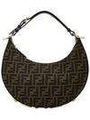 Fendigraphy FF Logo Small Fabric Hobo Shoulder Bag Brown - FENDI - BALAAN 4