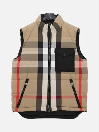 Reversible Check Pocket Embroidered Nylon Vest Beige - BURBERRY - BALAAN 2