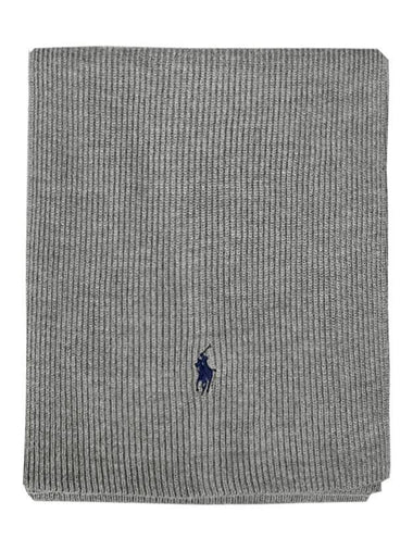 Embroidered Pony Logo Ribbed Muffler Grey - POLO RALPH LAUREN - BALAAN 1